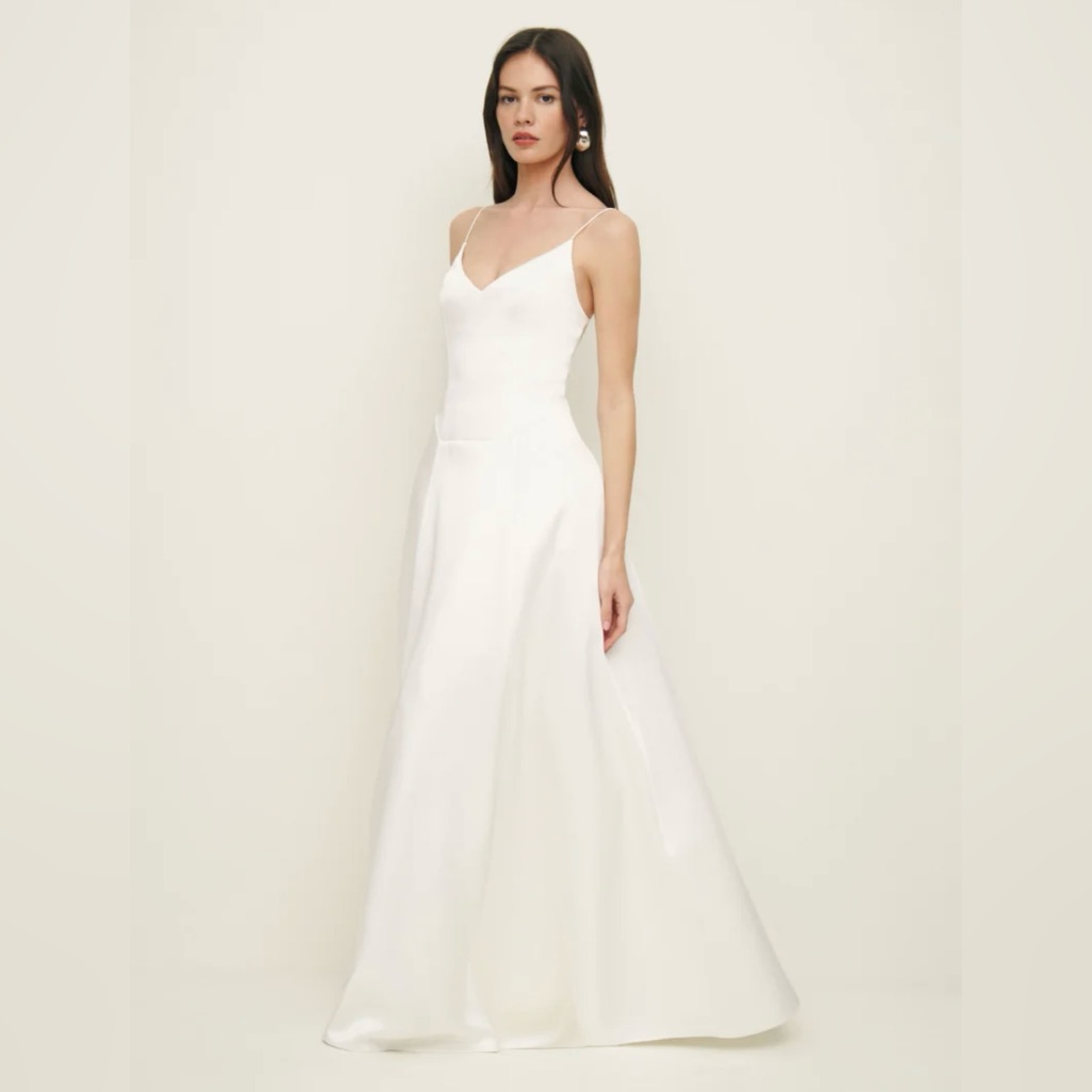 Reformation Icelynn Satin Maxi Wedding Dress Gown, Color Ivory, Size 6, Nwt